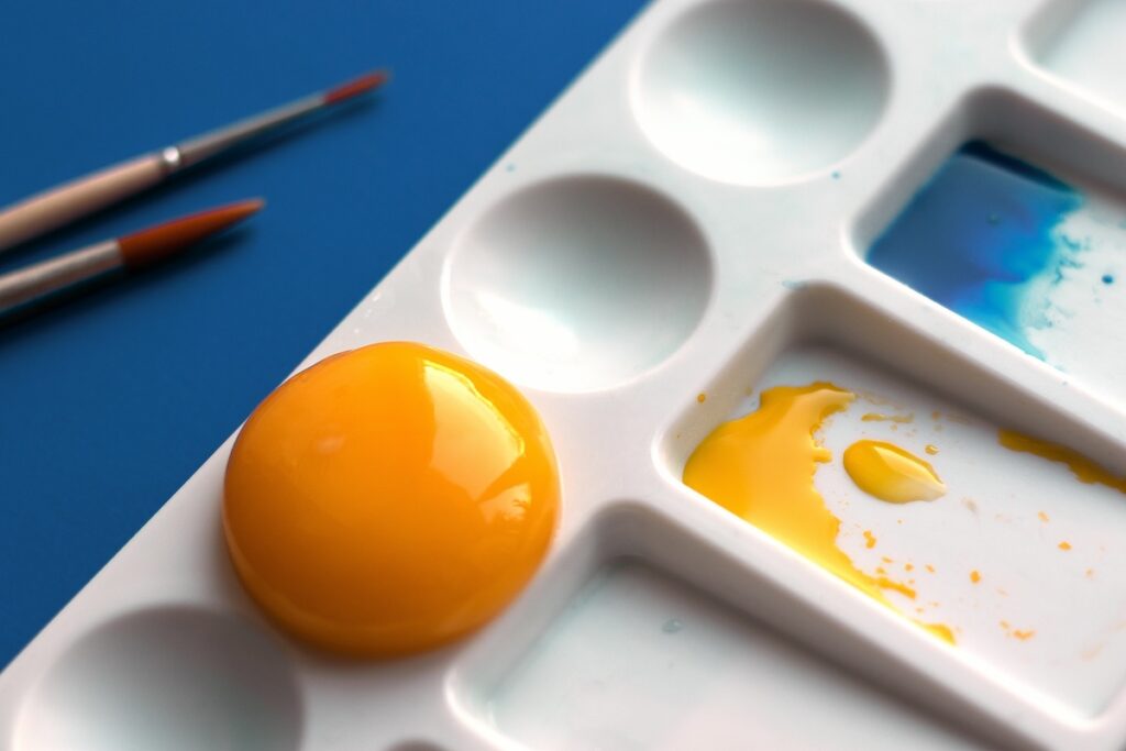 Egg yolk in oil paint