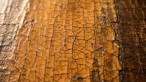 Close-up macro photograph of centuries-old craquelure on a wood panel painting